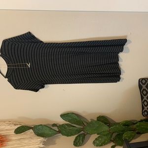 Mock neck striped t-shirt dress